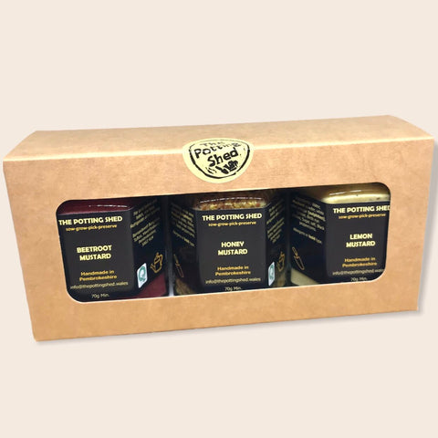 The Potting Shed 3 Mini Jar Gift Box – Mustard Pack 1